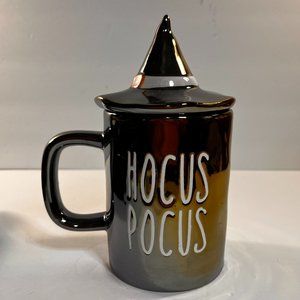 Hocus Pocus Coffee Mug w/ Witch's Hat Lid Metallic 20 oz Halloween Ceramic